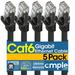 Cmple - [5 PACK] 5 Feet Cat6 Ethernet Cable 10 Gigabit Network Cord Cat6 Cable Ethernet Patch Cable Computer LAN Internet Cable with Snagless RJ45 Connectors Modem Wire - Black