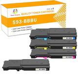 Toner H-Party 4-Pack Compatible Toner Cartridge for Dell 593-BBBU 593-BBBT 593-BBBS 593-BBBR Used with Dell Color Laser Printer C2660dn C2665dnf Printer Ink Black Cyan Magenta Yellow