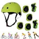 Helmet Knee Pad Set (Green) Adjustable Kids Bike Helmet Protective Gear Set with Knee Pads and Elbow Pads Wrist Guards Included for 3~10yrs Girls Boys Bike Roller Skating Cycling Scooter