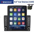 ESSGOO 9.5 Android 11 Double Din Car Stereo Carplay & Android Auto GPS Navigation BT WiFi FM Radio Receiver + 12LED Backup Camera