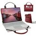 Lenovo Flex 4 15.6 Laptop Sleeve Leather Laptop Case for Lenovo Flex 4 15.6 with Accessories Bag Handle (Red)
