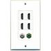 RiteAV - 4 Port HDMI 1 RCA Green 1 Coax Cable TV- F-Type Wall Plate Decorative