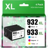 Greensky Ink 932XL Black 933XL Color Multipack Replacement for HP 932 933 Ink Cartridge for 6100 6600 6700 7110 7610 7612 Printer Black Cyan Magenta Yellow 4-Pack