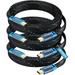 4K HDMI Cable 8ft Super-Slim Flat Space-Saving High-Speed HDR HDMI 2.0 Braided Cord 3-Pack UL-Listed