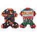 Popvcly 2 Pack Halloween & Christmas Dog Jumpsuit Pet Pajamas Clothes Dog Pumpkin Puppy Rompers Bodysuit Christmas Style Puppy Clothes