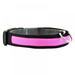 LED Dog Collar Waterproof Adjustable Nylon Webbing Plastic Buckle Ring for Night Walking Pink