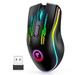 TECURS Wireless Gaming Mouse - Wireless Mouse Gaming for PC Gaming Mice with RGB Mouse Gaming Wireless Mouse Rechargeable PC Mouse Gamer Gaming Accessories Black