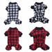 Plaid Pet Pajamas Dog Onesies Plaid Dog Sweaters Pet Soft Winter Clothes Puppy Warm Pajamas for Small Medium Dogs Pets