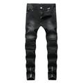 2022 Newly Jeans for Men s Motorcycle Pants Hip-hop Ripped Denim Pant Slim Zipper Leg Pencil Pants Capri Trouser