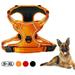 Dog Harness No-Pull Pet Harness with 2 Leash Clips Adjustable Soft Padded Dog Vest Reflective No-Choke Pet Oxford Vest with Easy Control Handle for Large Dogs Orange M
