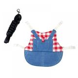 Small Pet Clothes Leash Set Hoodie Strap Jeans for Bunny Guinea Pig Harness Lop-eared Leash Outdoor Clothes