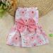 Puppy Face Cute Dog Dresses for Pet Clothes Bowknot Printed Pink Skirt Dog Shirt Apparel Small