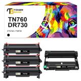 Toner Bank Compatible Toner Cartridge & Drum Unit for Brother TN-760 DR-730 Printer Replacement Kit Toner Ink (3x TN 760 Toner + 1x DR 730 Drum Unit)