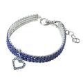 YUEHAO Pet Supplies Mini Pet Dog Bling Rhinestone Chocker Collars Fancy Dog Heart Shaped Necklace Blue