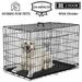 YRLLENSDAN 36 inch Foldable Large Dog Crate for Large Dogs Metal Wire Dog Cage with Plastic Tray and Handle Double-Door Outdoor Dog Crates and Kennels for Medium dogs Black