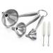 OLOEY Kitchen funnel stainless steel funnel set thickened and foldable small medium large funnel with long handle with brush (5-piece set)