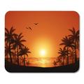 Sunset Palm Trees Beach Vector Tropical Silhouette Background Hawaii Landscape Mousepad Mouse Pad Mouse Mat 9x10 inch