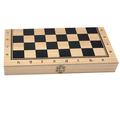 Deluxe 29 x 29 cm Wooden Travel Chess Set with Folding Chess Board Educational Toys for Kids and Adults - 3 in 1 Chess Checker