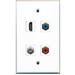 RiteAV - 1 Port HDMI 1 Port RCA Red 1 Port RCA Blue 1 Port Coax Cable TV- F-Type Wall Plate