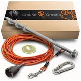 GROUNDGRABBA Grounded Paws 32 Foot Dog Tie Out and Run Kit (Orange 10M Larger Dogs)