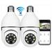 Jahy2Tech 2Pack 360Â° Panoramic WiFi IP Camera E27 Light Bulb 1080P HD Wireless Security Cam 2.4Ghz Wireless WiFi Camera with Infrared Night Vision