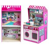 Theo Klein 2 In 1 Barbie Toy Kitchen and Dollhouse for Kids 3 and Up