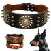 Didog Genuine Leather Spiked Studded Medium Large Dog Collar- Heavy Duty Pet Collars Wide Adjustable Rivet Neck Strap Pitbull Mastiff(Brown L)