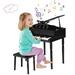 Infans 30-Key Classic Baby Grand Piano Toddler Toy Wood w/ Bench & Music Rack Black