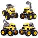 Ficcug 4 Pcs Pull Back Cars Construction Excavator Toy Truck Friction Powered Push/Go Toy Cars for 3+ Year Old Toddlers Kids Boys Girls