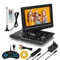 iFanze 9.8 Portable DVD Player with 8.5 HD Swivel Screen Rechargeable Personal DVD Player with Remote Support FM Radio Game Function Black