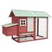 Anself Wooden Chicken Coop Cage with Pull Out Tray Nest Box and Ramp Hen Hutch Poultry House Pet Animal Home Red for Garden Backyard Lawn 66.9 x 31.9 x 43.3 Inches (L x D x H)