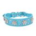 Bestonzon PU Leather Dog Collars Diamante Dog Collar for Small Medium Large Dogs and Durable Collar Size M (Blue)