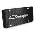 Dodge Charger Classic 3D Logo Black Carbon Fiber Patten Steel License Plate