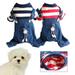 Shulemin Pet Costume Stripes Pattern Windproof Vintage Pet Dog Warm Strap Jumpsuits Outfit for Small Dogs Red White M
