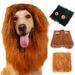 Shulemin Pet Costume Lion Mane Wig Headgear Hat Halloween Festival Decor for Dog Light Brown A