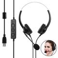 Willstar USB Headset with Microphone Adjustable Noise Canceling Earphone Call Center Headset for PC Laptop