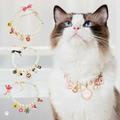 Yirtree Cat Necklace Adjustable Allergy Free Lobster Clasp Design Fade-Resistant ABS Pet Imitation Pearl Necklace with Cartoon Pendant Pet Supplies