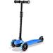 HighTech Mega GlideKick 3-Wheel Foldable Scooter With Lightup Wheels & Extendable T-Bar - Blue