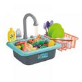 Play Sink with Running Water Kids Play Kitchen Toy Sink Electronic Dishwasher Pretend Role Play Kitchen Toys Set with Upgraded Working Faucet and Dishes Playset for Girls Toddler and Boys