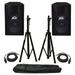 (2) Peavey Pv115 Pro Audio DJ 15 2 Way Passive 400W Speakers W/ Stands & Cables