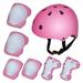 Carolilly 7Pcs Kids Safety Helmet Knee Elbow Pad Sets For Cycling Skate Bike Roller Protector Children Girls Boys Outdoor Sports Safety