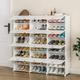 Portable Shoe Rack Organizer 8-Tier Portable 48 Pair Shoe Rack Organizer 24 Grids Tower Shelf Storage Cabinet Stand Expandable for Heels Boots Slippers White