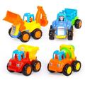 NUOLUX 4pcs Cartoon Friction Powered Play Construction Vehicles Engineering Car Team Toys for Kids
