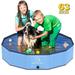 Collapsible Pet Dog Bath Pool Kiddie Pool Hard Plastic Foldable Bathing Tub PVC Outdoor Pools Blue 63