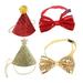Etereauty Dog Hat Birthday Pet Christmas Costume Bow Tie Outfit Puppy Party Hats Cat Collar Supplies Set Bell Bowtie Girls Santa