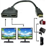 Hdmi Splitter-Hdmi Splitter 1 in 2 Out/hdmi Splitter Adapter Cable Hdmi Male to Dual Hdmi Female 1 to 2 Way support Two Tvs at the Same Time (Black)