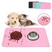 Gustave Silicone Dog Cat Food Mat Waterproof Pet Bowl Mats Tray Non-Slip Pet Feeding Mat Dog Placemat for Food and Water Pink