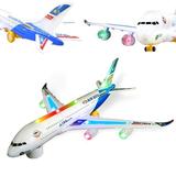 PlayWorld Let s Fly Bump and Go Electric Air Bus A380 Kids Action Airplane - Model Plane with Attractive Lights and Sounds - Changes Direction On Contact - Blue