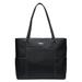 NNEE Laptop Leather Tote Bag for 15.6 inch Notebook Travel Work Carrying Bag with Smart Trolley Strap Design - Black