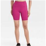 All in Motion Women s Sculpted Pull-On High Waisted Bike Shorts Stretch Pink S